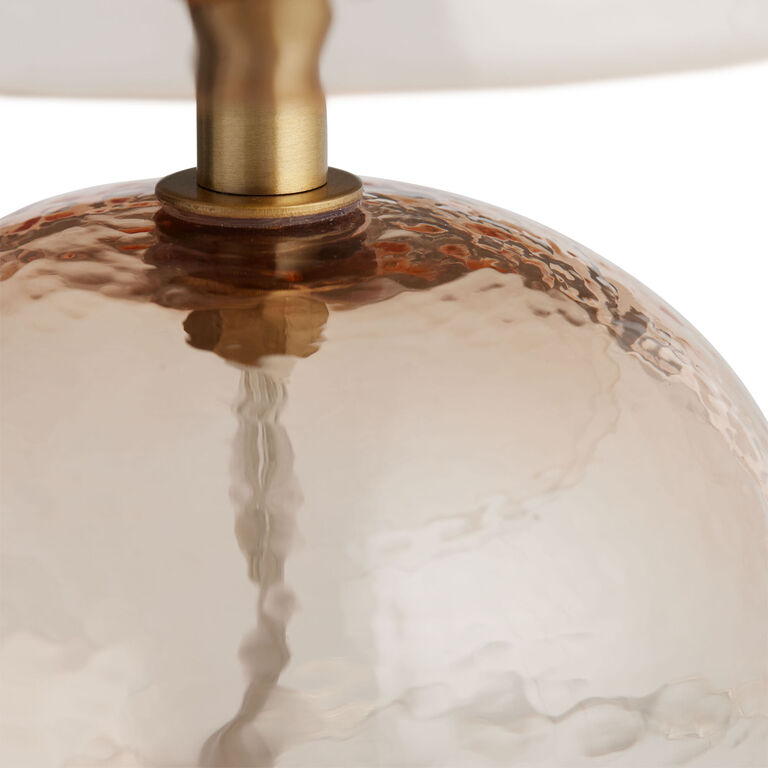 Becca Mini Amber Glass and Brass Metal Textured Table Lamp image number 4