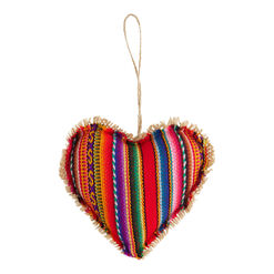 Multicolor Stripe Fabric Heart Ornament