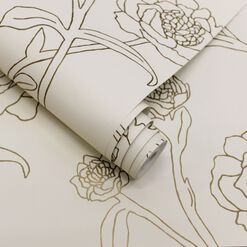White And Gold Peonies Peel And Stick Wallpaper