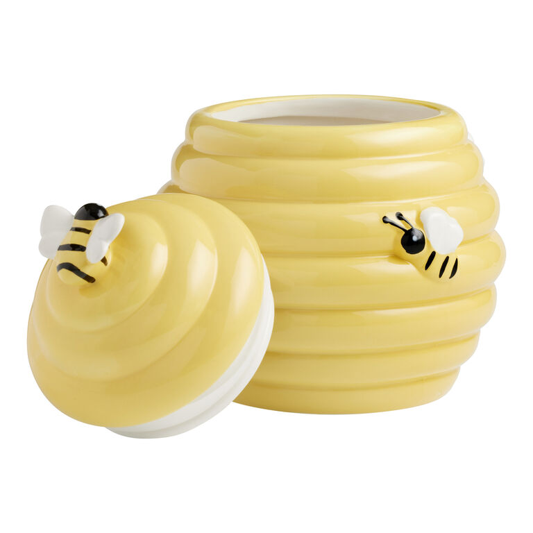Yellow Ceramic Beehive Figural Cookie Jar image number 3