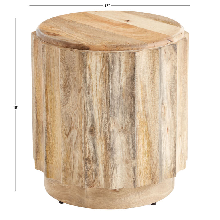 Ishan Round Driftwood Ridged End Table image number 4