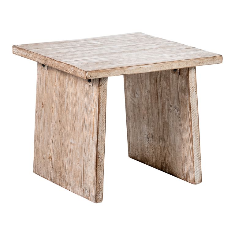 Tyne Aged White Reclaimed Pine End Table image number 1