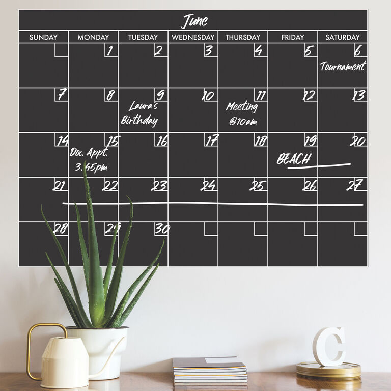 Black Chalkboard Calendar Peel and Stick Wall Decal image number 5