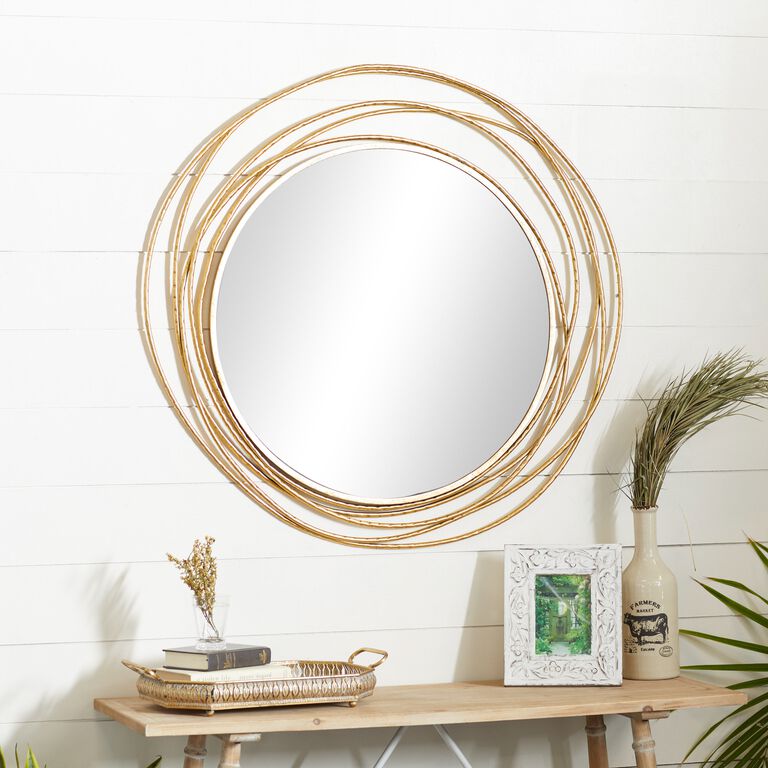 Round Gold Wire Abstract Circles Mirror image number 6