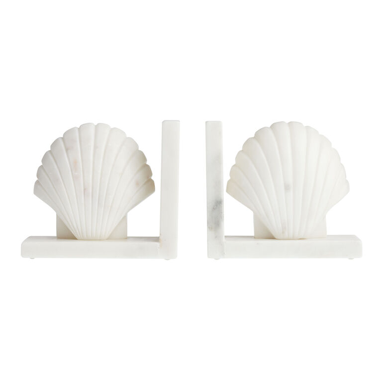 White Marble Shell Bookends image number 2