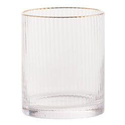 Gold Rim Ribbed Double Old Fashioned Glass