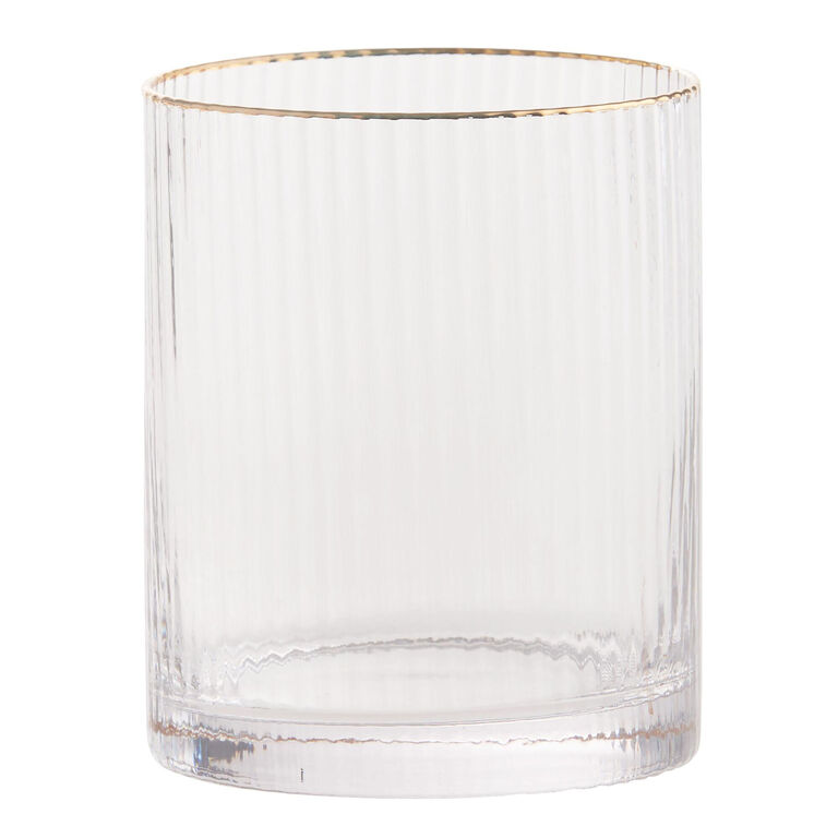Gold Rim Ribbed Double Old Fashioned Glass image number 1
