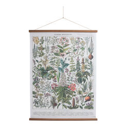 Large Medicinal Plant Linen Scroll Wall Hanging