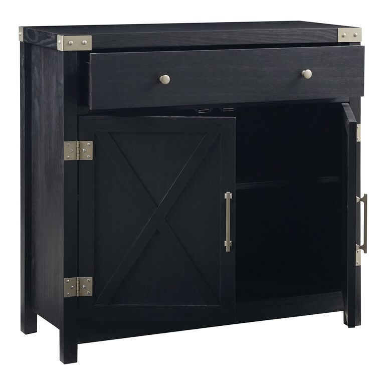 Lizzy Black Wood and Brushed Steel Storage Cabinet image number 4