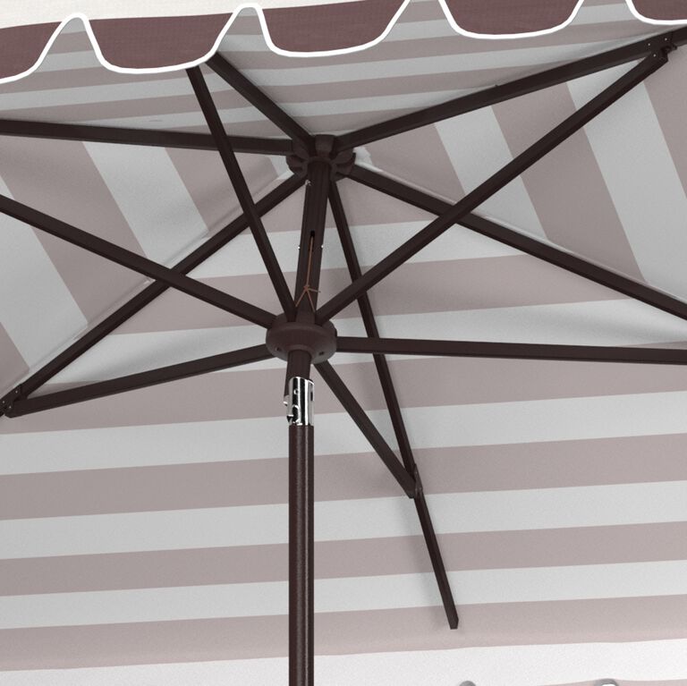 Rectangular Striped Scalloped Tilting Patio Umbrella image number 4