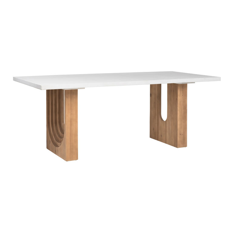 Natal White Concrete and Reclaimed Pine Outdoor Dining Table image number 1