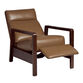 Erik Brown Faux Leather and Wood Upholstered Recliner image number 3