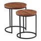 Duca Round Wood and Metal Outdoor Nesting Tables 2 Piece Set image number 0