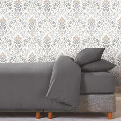 Taupe And Gray Persian Damask Peel And Stick Wallpaper