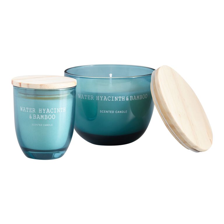 Light Blue Water Hyacinth & Bamboo Scented Candle image number 1