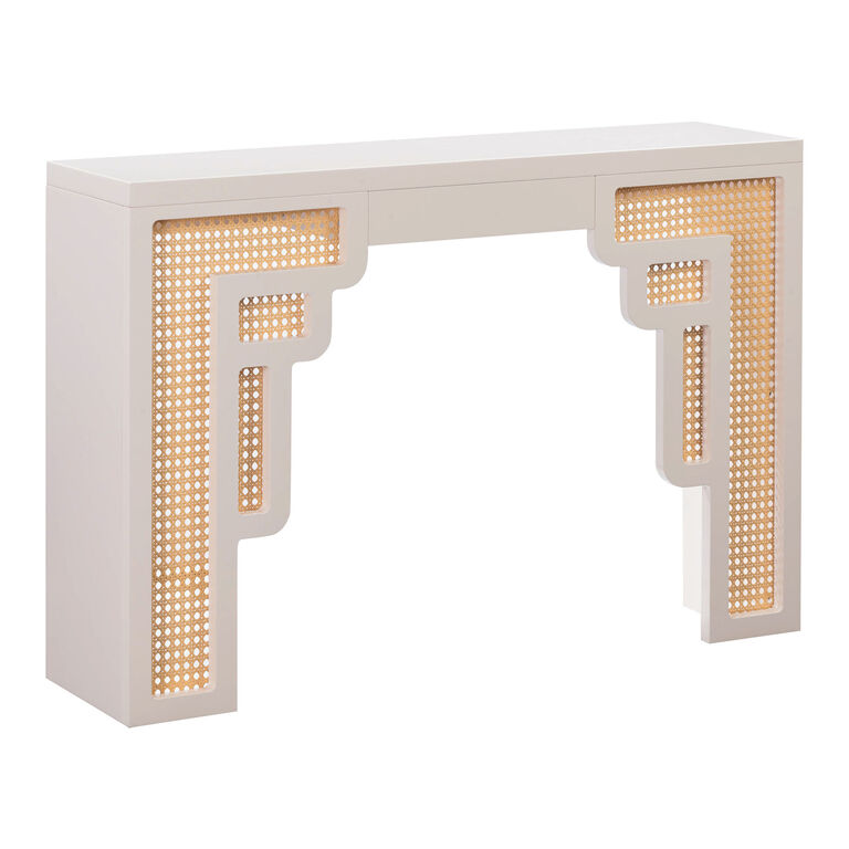 Helston Wood and Rattan Console Table image number 1