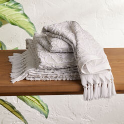 Lacey Ivory And Gray Sculpted Lattice Hand Towel