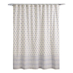 Chateau Blue And White Bhuti Block Print Shower Curtain