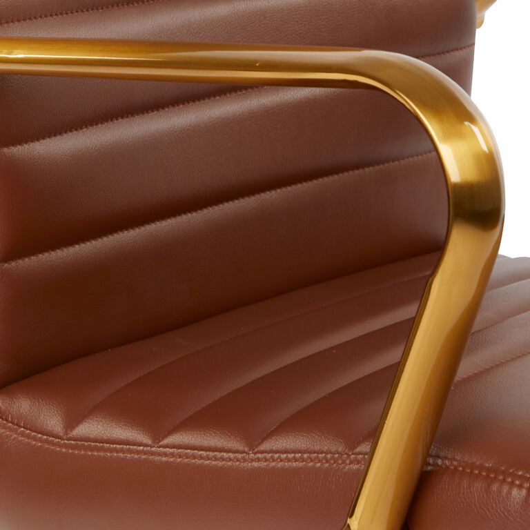 Armstrong Faux Leather and Gold Upholstered Office Chair image number 6