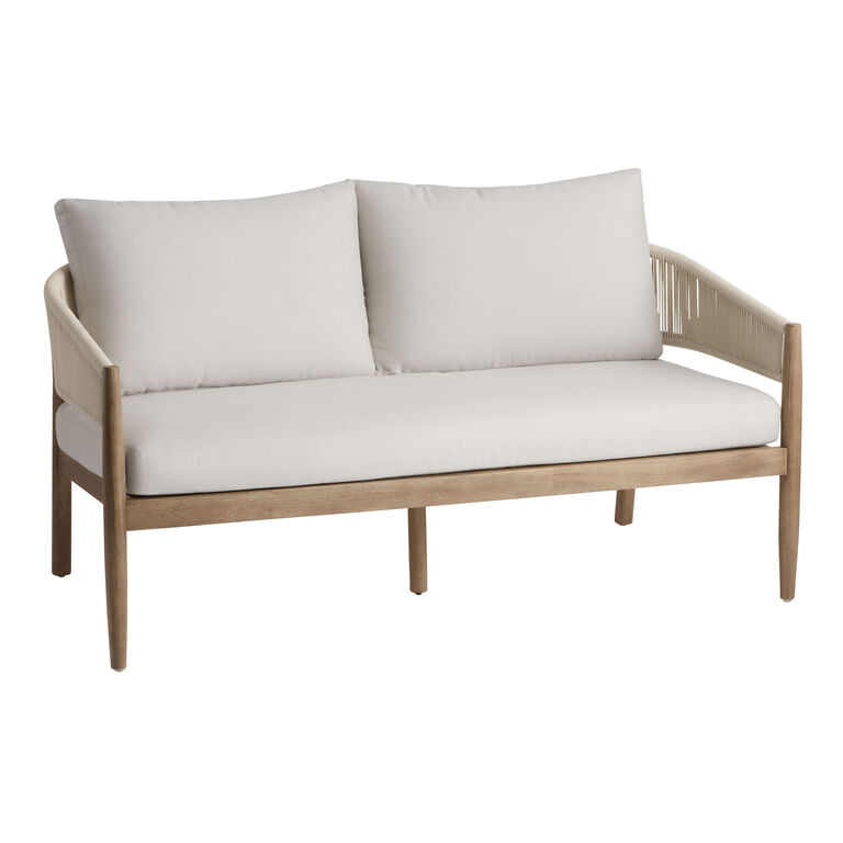 Cabrillo Acacia Wood And Rope Outdoor Loveseat image number 1