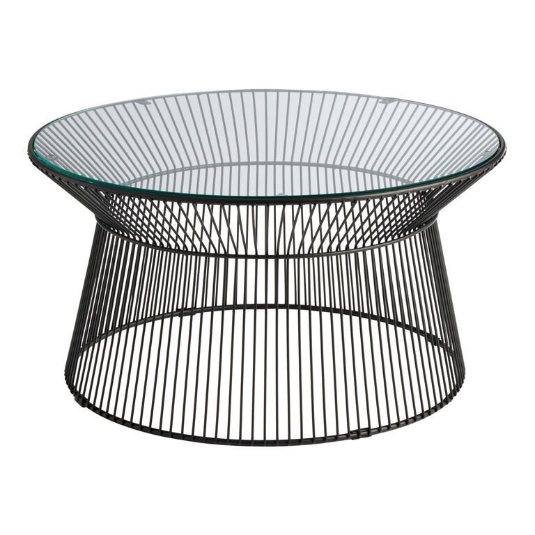 Marina Round Metal Glass Top Outdoor Coffee Table image number 1