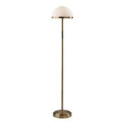 Milford Frosted Glass Dome and Antique Brass LED Floor Lamp
