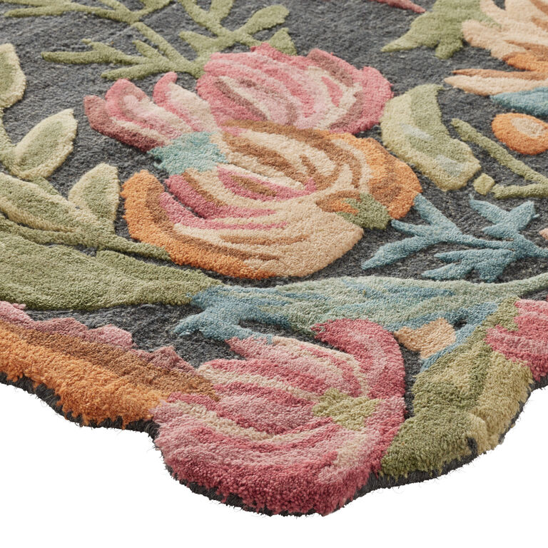 Jemsa Charcoal Multicolor Floral Tufted Wool Area Rug image number 3