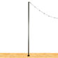 Black Steel String Light Pole with Mounting Base Plate image number 0
