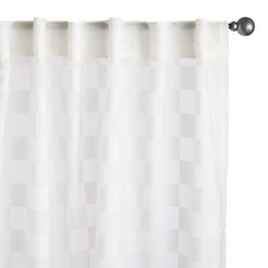 Ivory Checkered Burnout Sheer Sleeve Top Curtains Set of 2