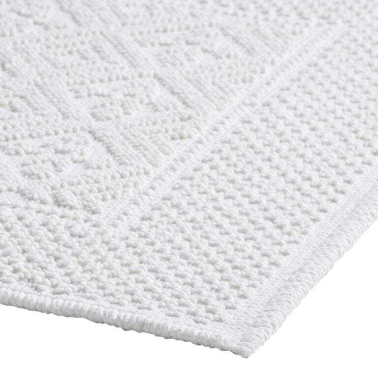 Oversized White Woven Bath Mat image number 2