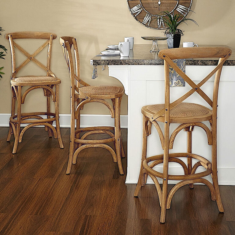 Syena Gray Wood and Rattan Counter Stool image number 2