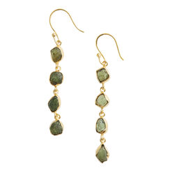 Gold And Green Semiprecious Apatite Dangle Earrings