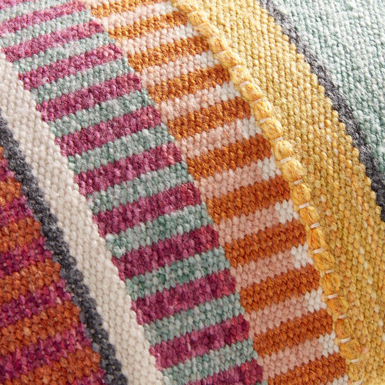 Multicolor Variegated Stripe Indoor Outdoor Lumbar Pillow image number 3