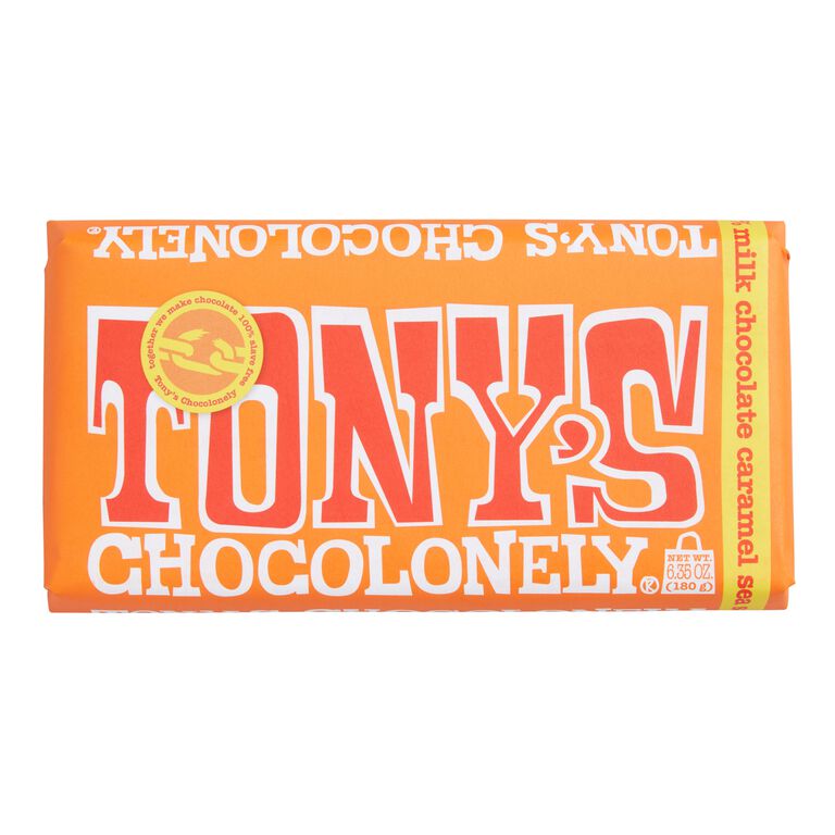Tony's Chocolonely Caramel Sea Salt Milk Chocolate Bar image number 1