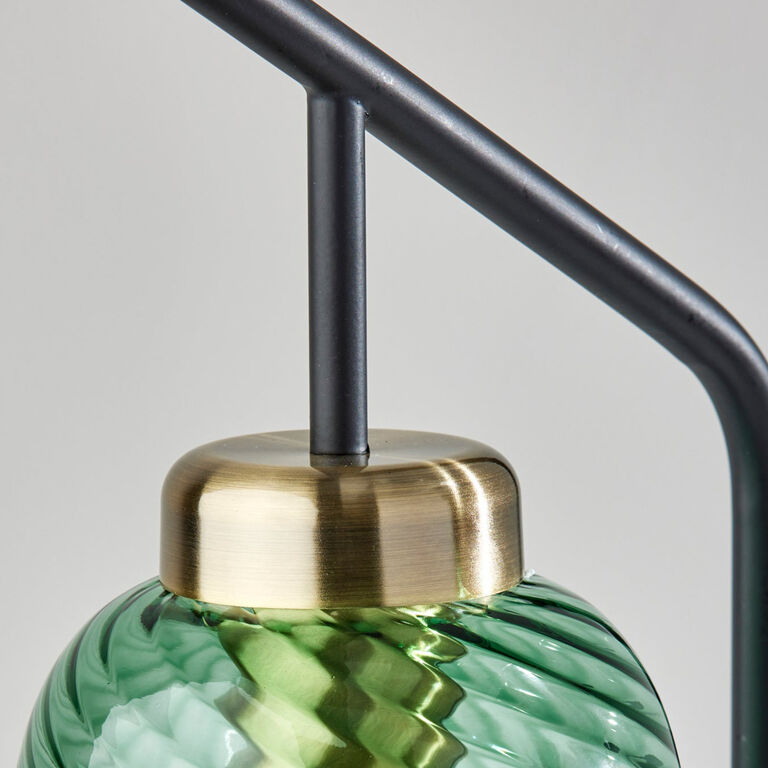 Darcie Emerald Green Glass Cylinder and Brass Task Lamp image number 7