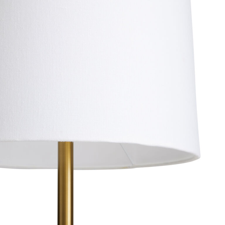 Egret Off White and Brass Metal Floor Lamp with Table image number 3