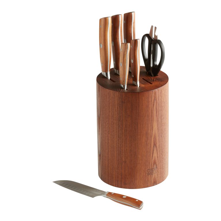 Chopwell Carbon Steel and Ash Wood 8 Piece Knife Block Set image number 1