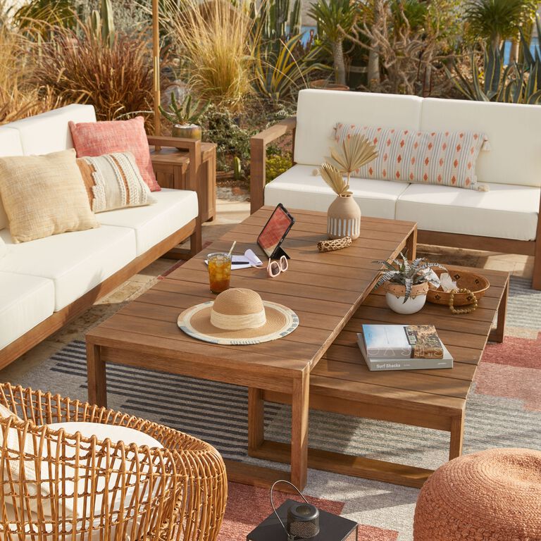 Segovia Light Brown Eucalyptus Outdoor Chow Coffee Table image number 2