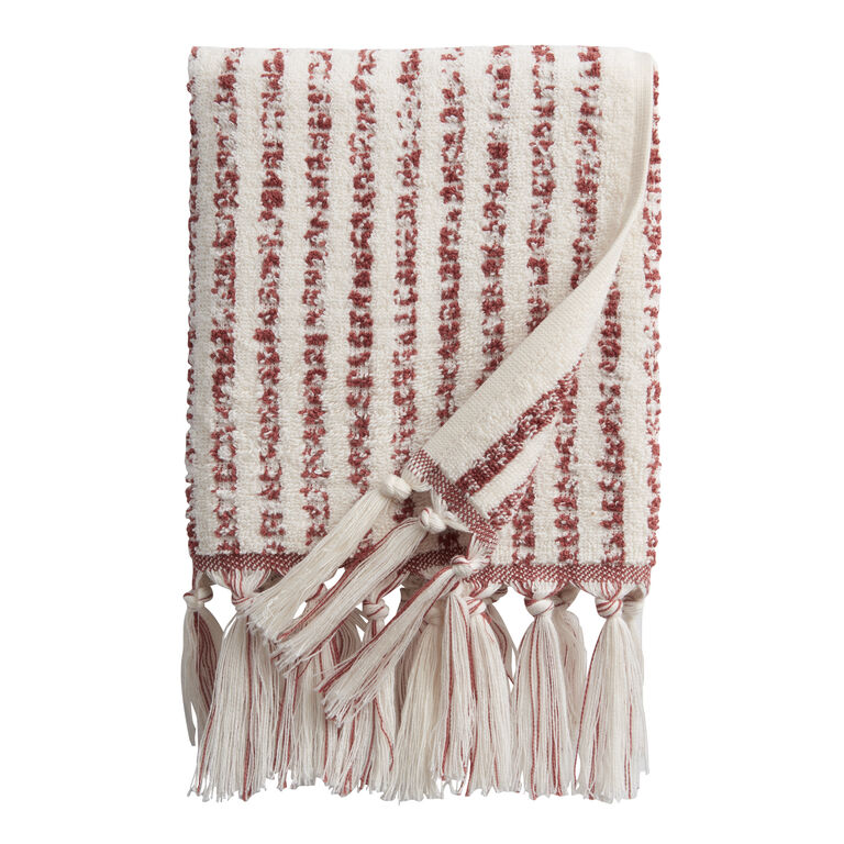 Ashlen Terracotta And White Striped Terry Towel Collection image number 3