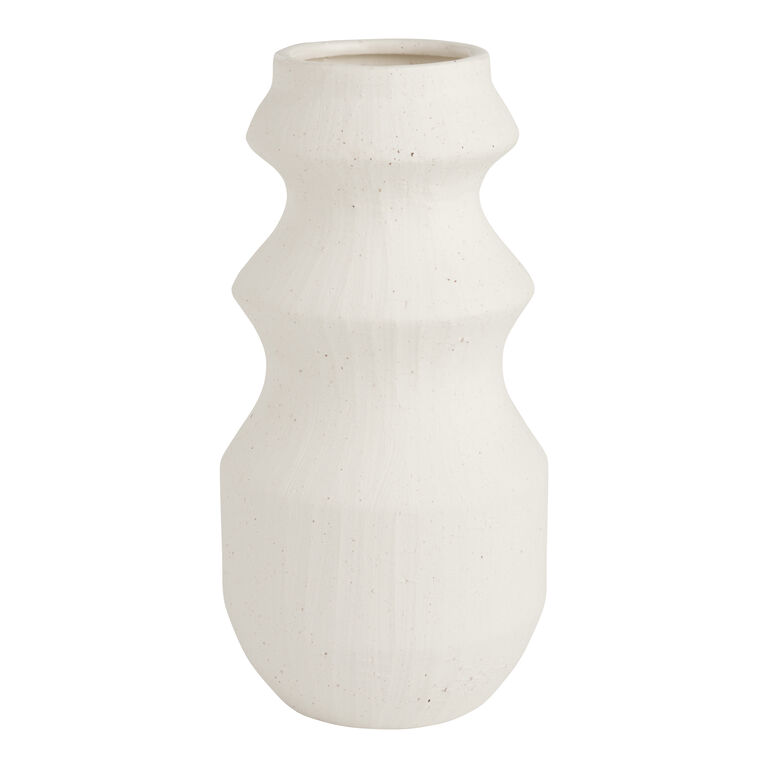 Matte White Ceramic Speckled Stacked Vase image number 1
