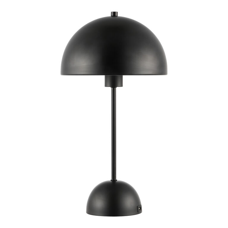 Signe Black Metal Dome Base Table Lamp with USB Port image number 1