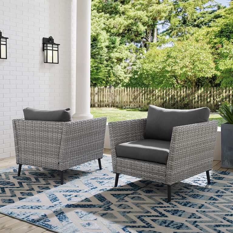 Malique Gray All Weather Wicker Outdoor Armchair Set of 2 image number 5