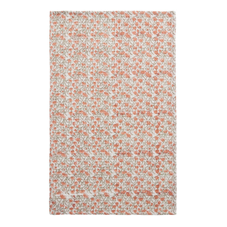 Terracotta Florals Block Print Waffle Weave Hand Towel image number 2