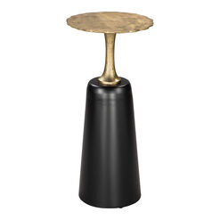 Fenner Tall Round Gold and Black Iron End Table