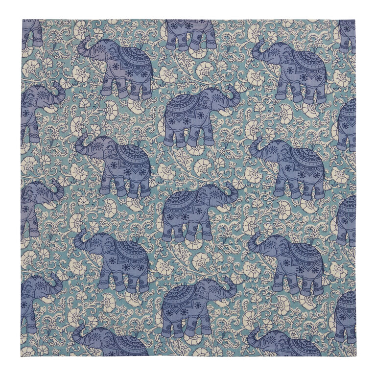 Blue Screen Print Elephant Napkin Set of 4 image number 2