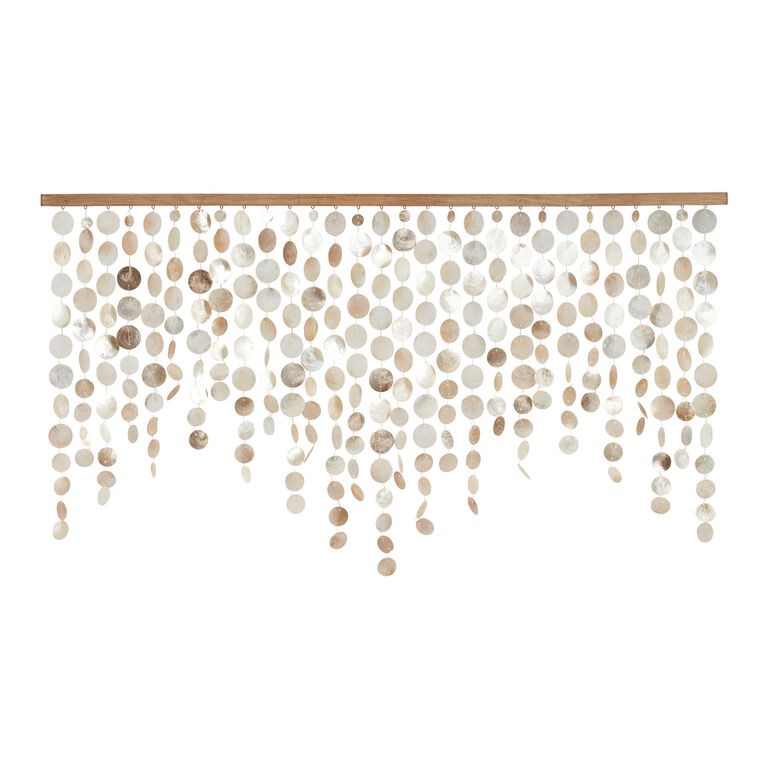Champagne Capiz Shell And Natural Wood Wall Hanging image number 1