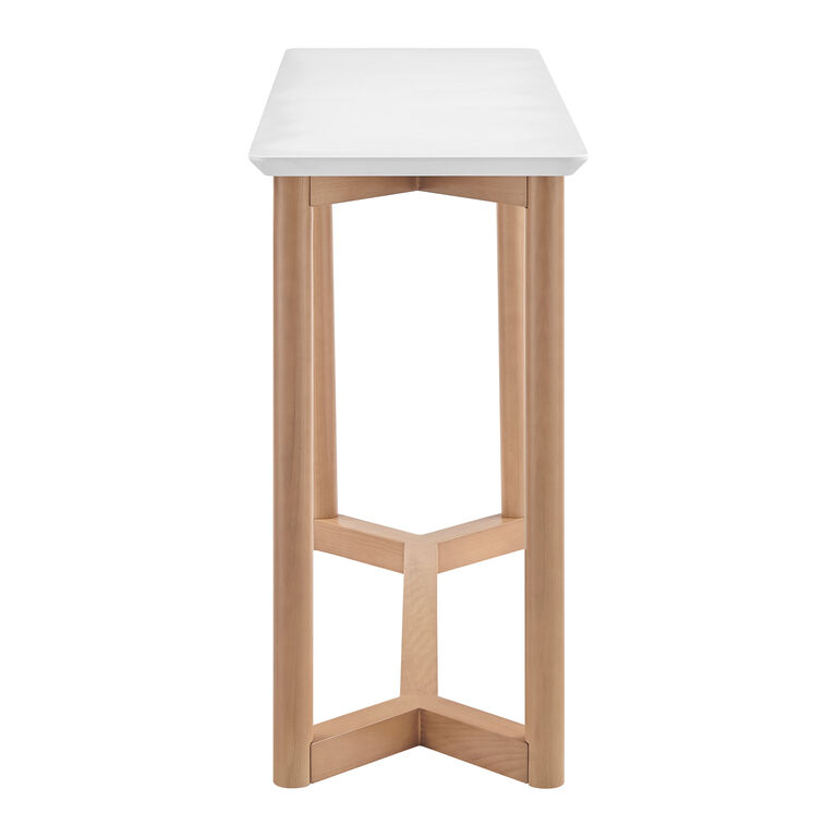 Oxford Matte White and Natural Wood Console Table image number 3