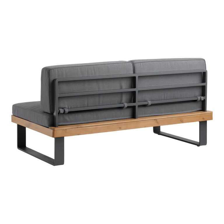 Alicante II Gray Metal And Wood Outdoor Loveseat image number 4