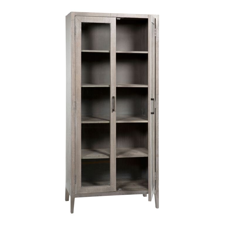 Besson Graywash Acacia Wood and Glass Display Cabinet image number 3