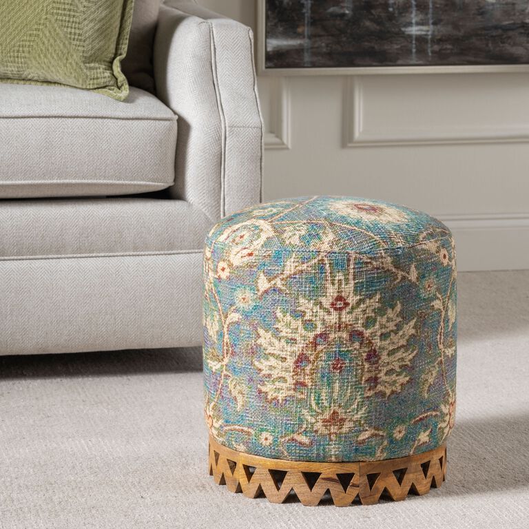 Aina Round Moroccan Style Upholstered Stool image number 2